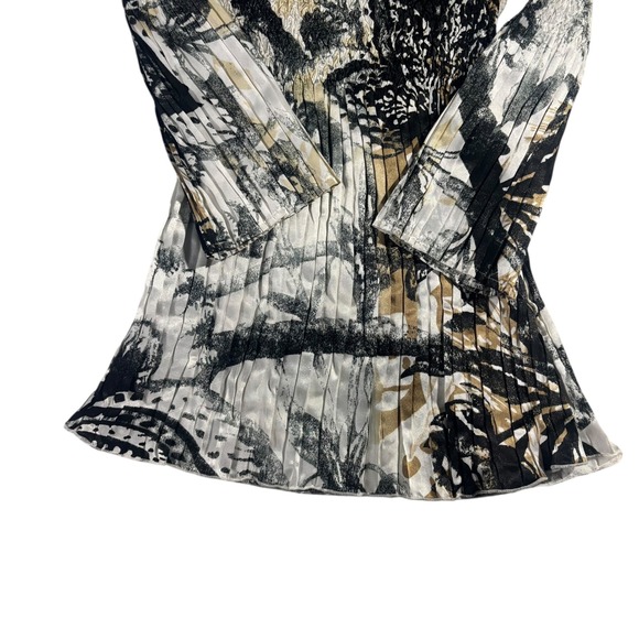 Alberto Makali Women's Size S Print Smocked Square Neck Long Sleeve Tunic Top - Picture 6 of 8